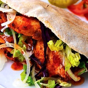 Chicken Tikka Kebab & Naan Bread.